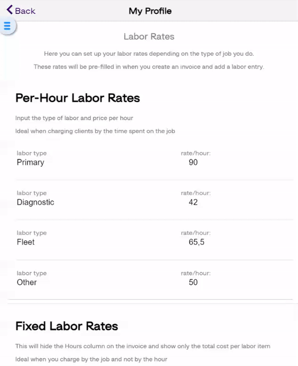 fixed labor rates and profit margin in ARI