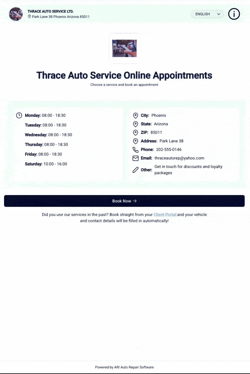 Custom ARI booking page walkthrough new version