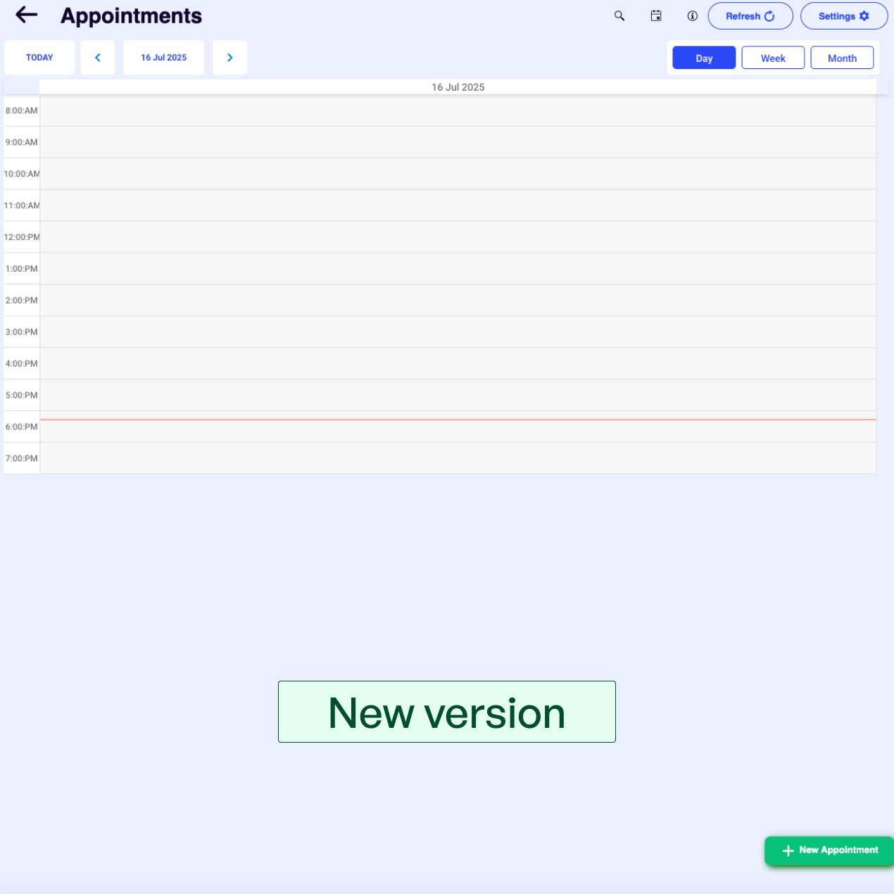 Appointments menu layout new