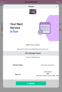 service reminder e-mail preview
